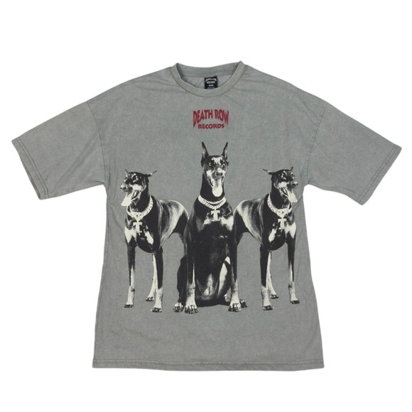 Death Row Records Snoop Dogg T-Shirt Mens Size M Oversized Rap Tee Doberman Gray - Picture 1 of 7